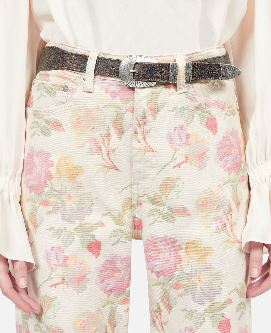 The Kooples F BROWN thin brown leather belt