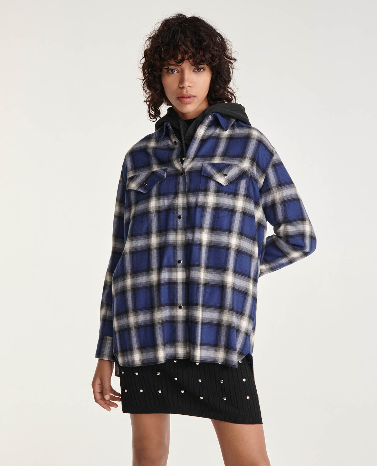 Chemise carreaux capuche discount femme