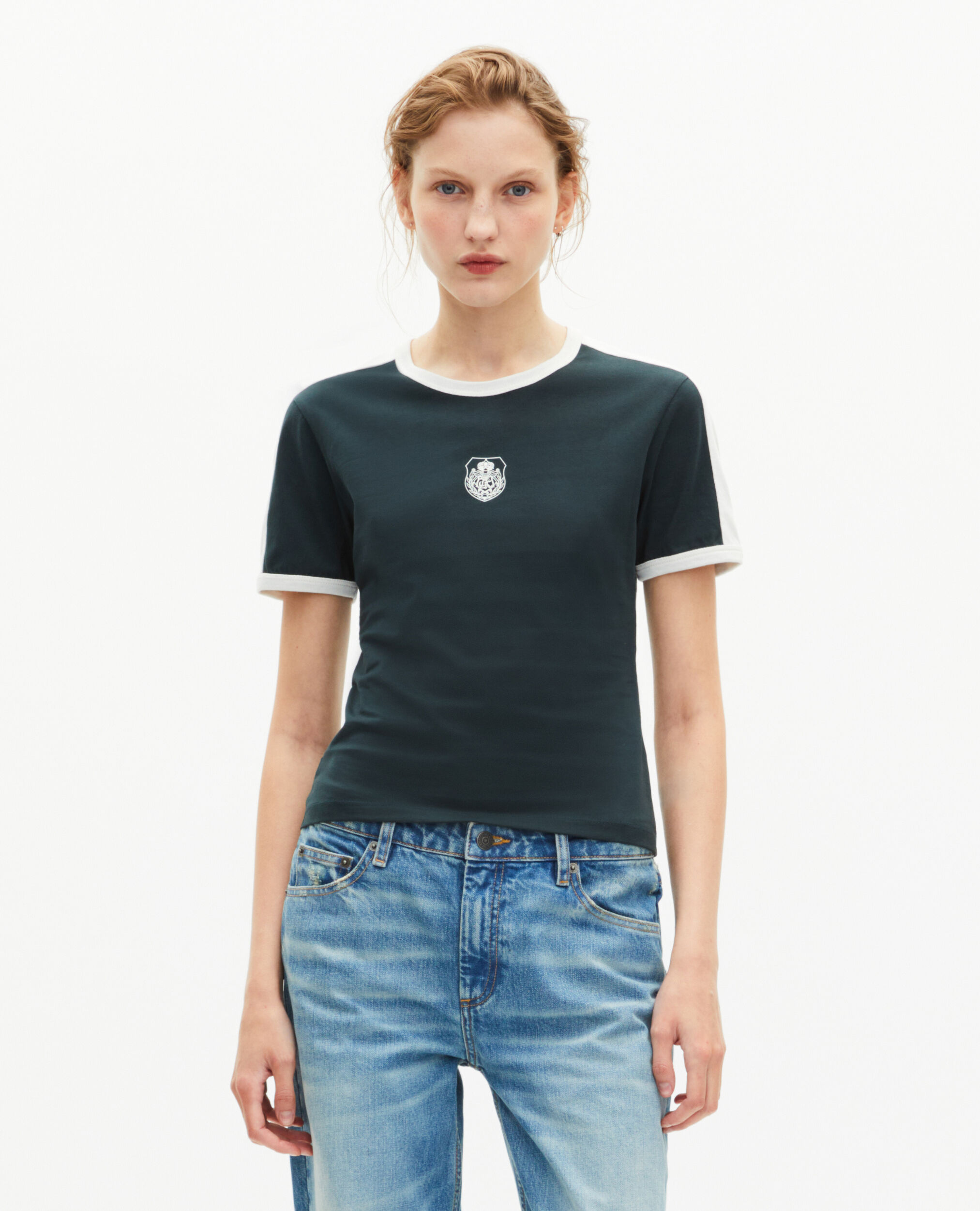 T-shirt avec blason vert foncé, FOREST, hi-res image number null