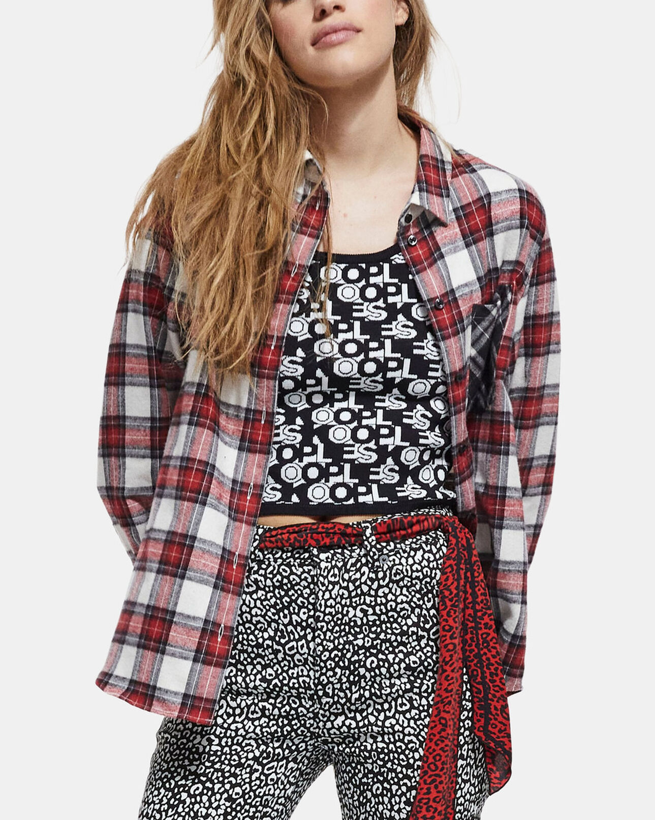 The Kooples WOMEN RED overshirt with check motif