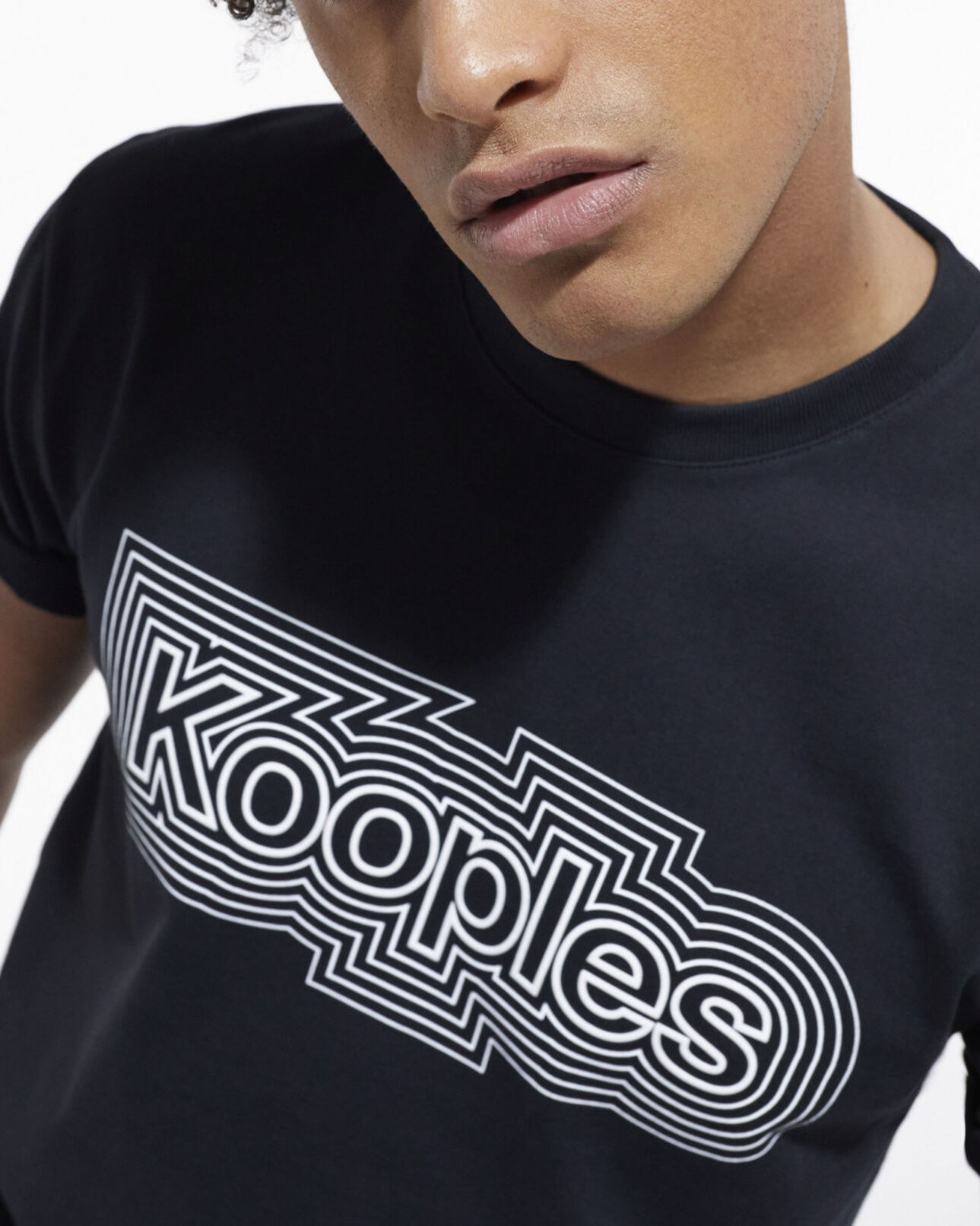 The Kooples MEN BLACK black t-shirt with screen print