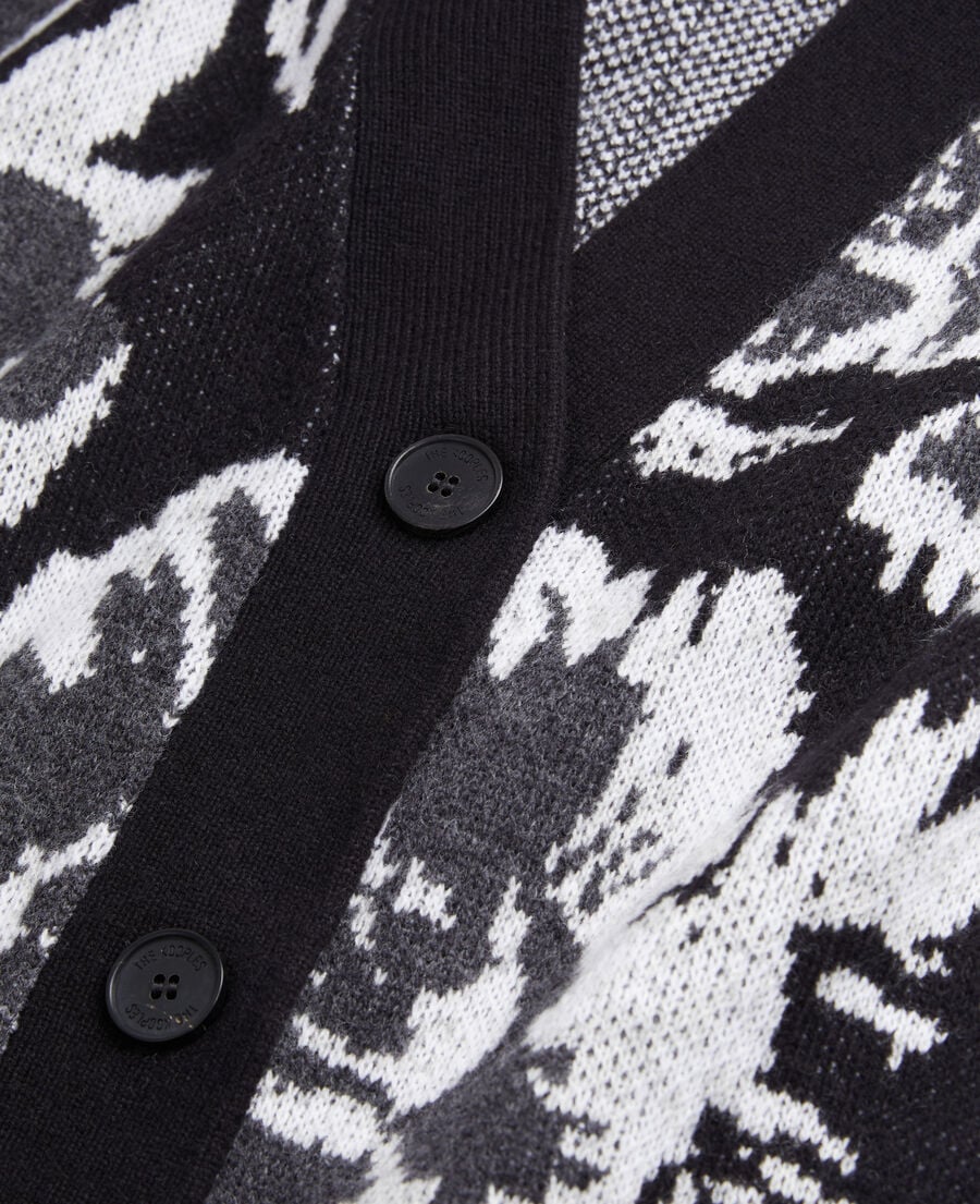 The Kooples MUJER BLACK WHITE cárdigan flores lana mezcla