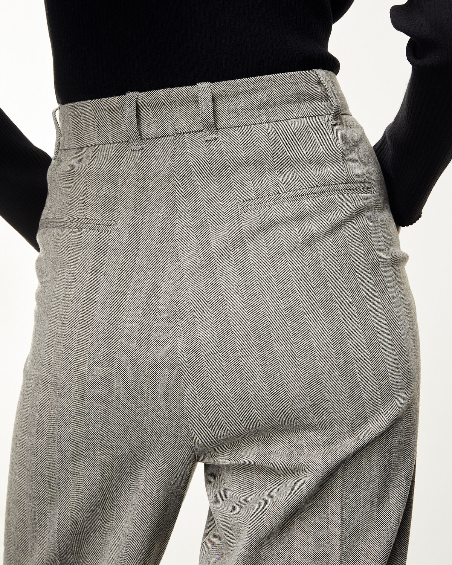 Pantalon costume gris fluide à chevrons, GREY, hi-res image number null