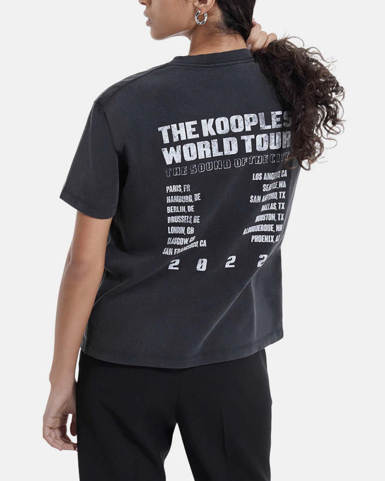 The Kooples FEMME BLACK WASHED t-shirt noir délavé coton motif concert
