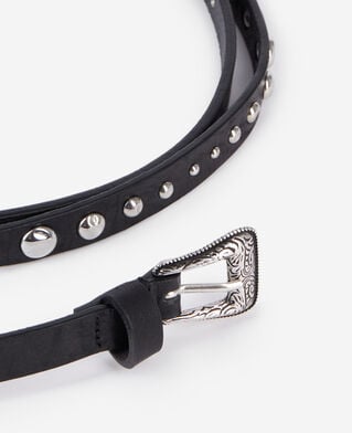 The Kooples FEMME BLACK ceinture fine en cuir avec clous noire