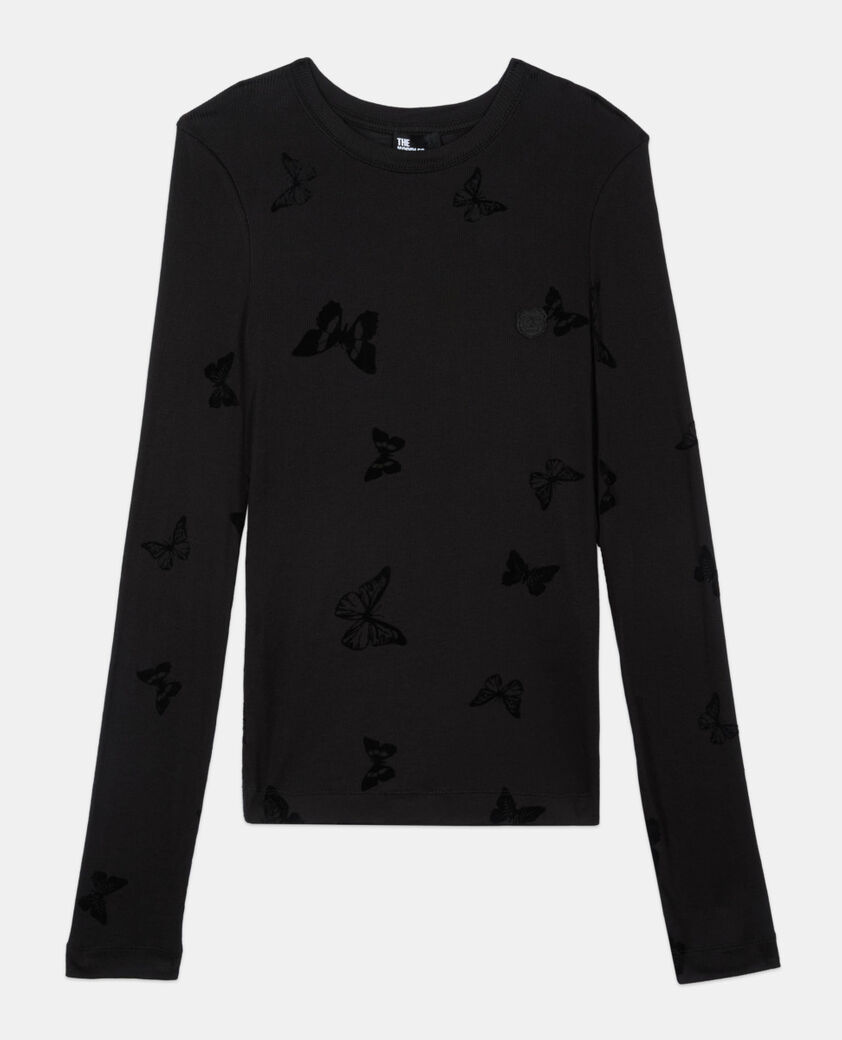 The Kooples FEMME BLACK t-shirt manches longues noir