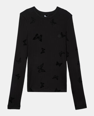 The Kooples FEMME BLACK t-shirt manches longues noir