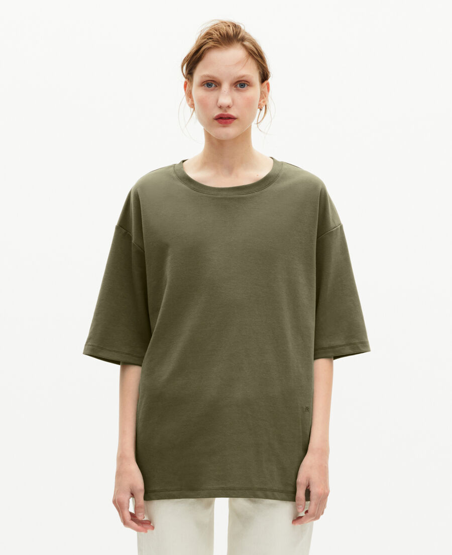 The Kooples HOMME KAKI t-shirt mixte large uni kaki