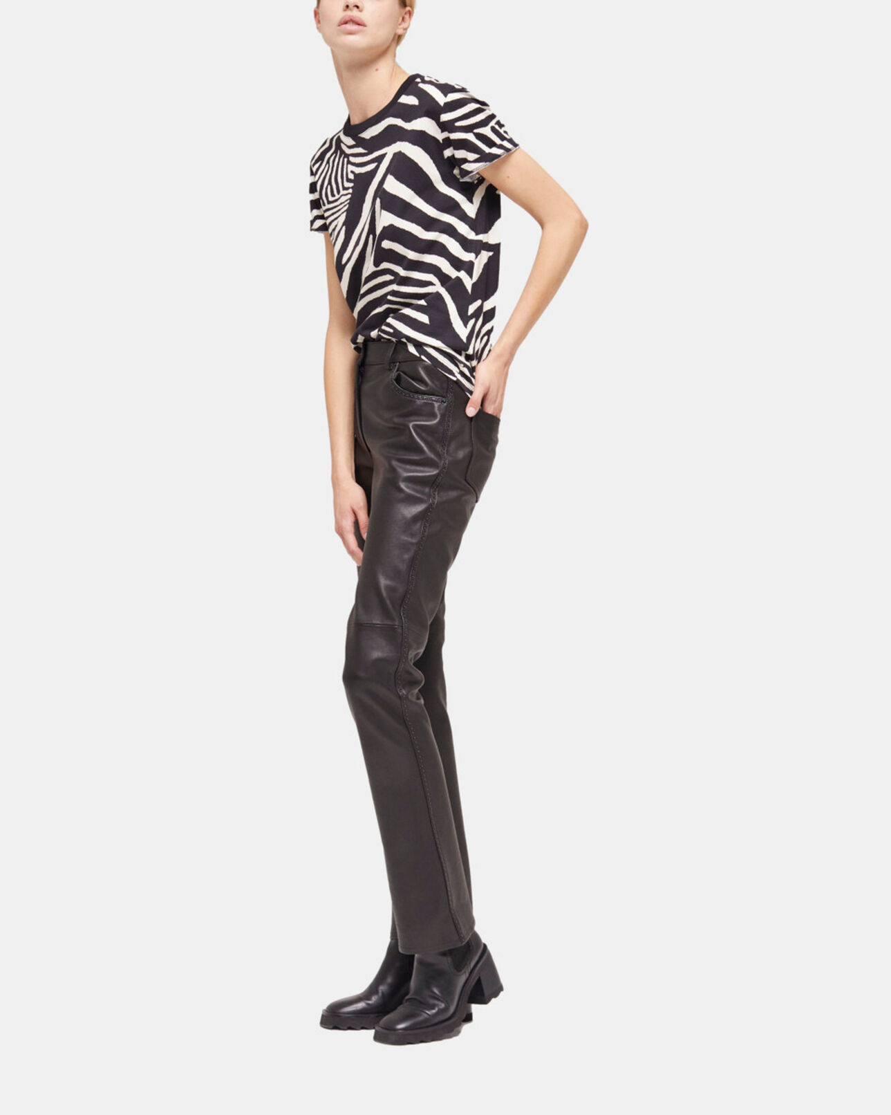 The Kooples MUJER BLACK / WHITE camiseta estampada para mujer