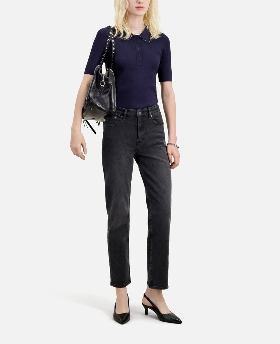 The Kooples MUJER BLACK WASHED vaqueros rectos negros