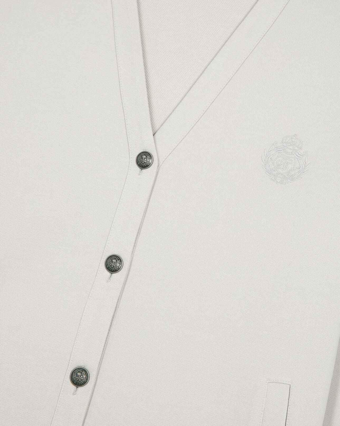 The Kooples MEN LIGHT GREY button-down cardigan in grey jersey