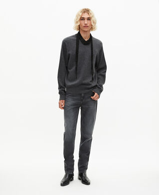 The Kooples MEN DARK GREY MELANGE grey cashmere round-neck sweater