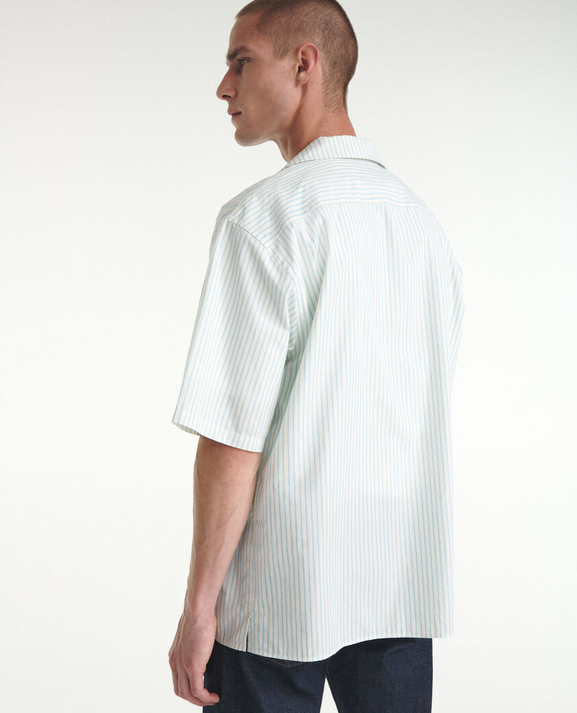 The Kooples HOMBRE BABY BLUE - YELLOW camisa cuello hawaiano crudo azul rayas