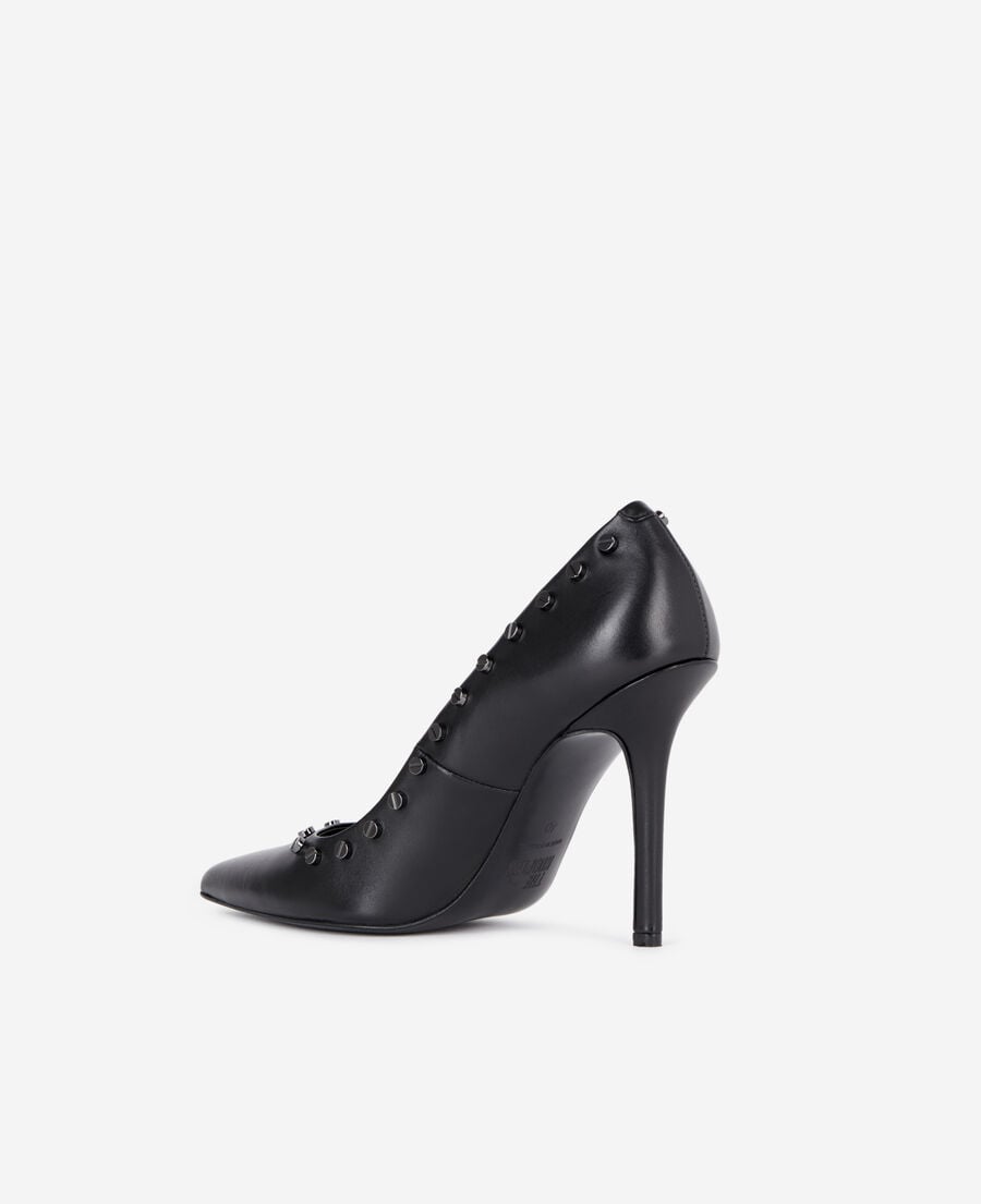 The Kooples FEMME BLACK escarpins à talons en cuir avec clous noirs