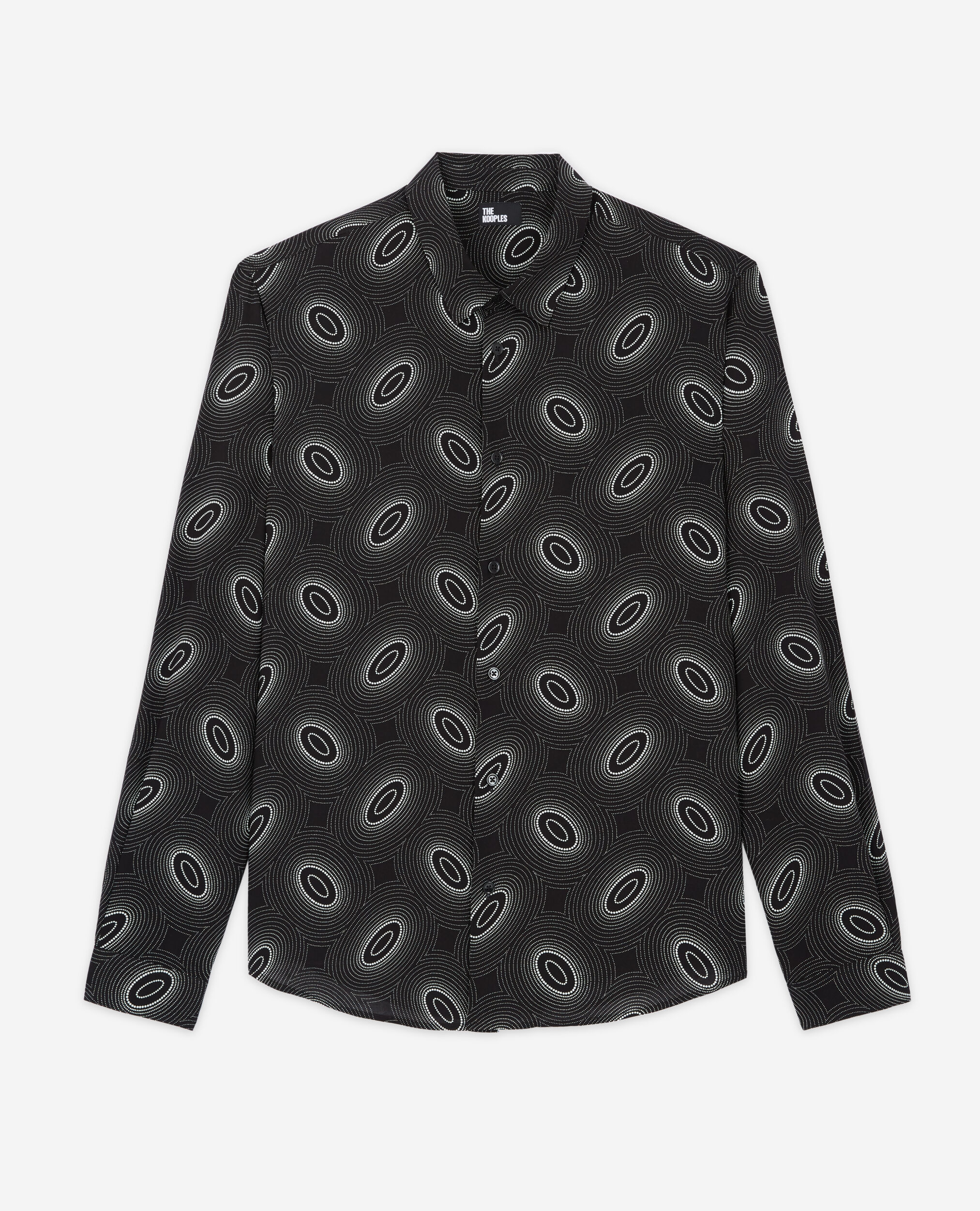 Printed classic-collar shirt, BLACK WHITE, hi-res image number null