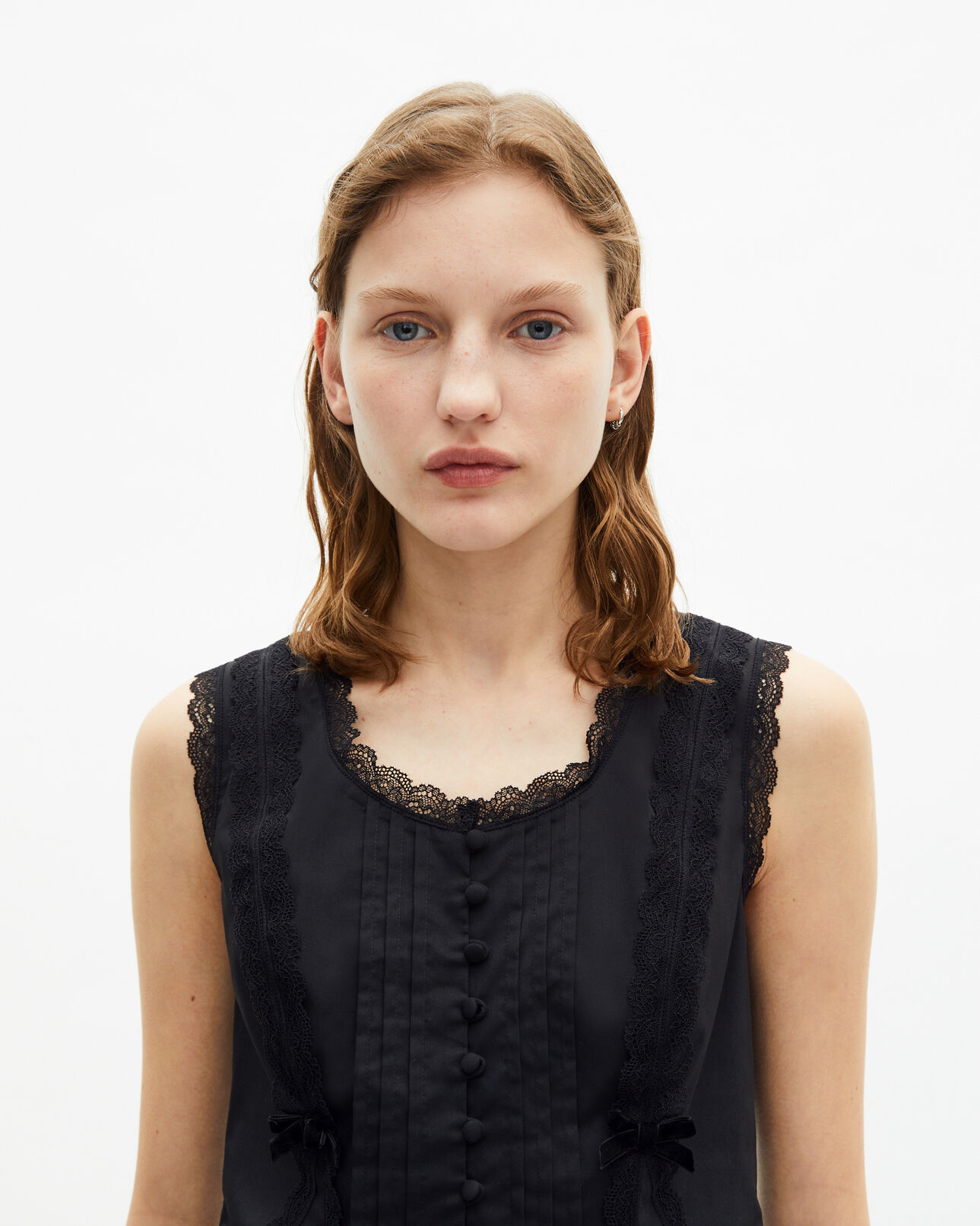The Kooples DAMEN BLACK top mit spitzendetails schwarz