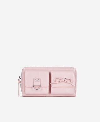 The Kooples FEMME PINK portefeuille amelia en cuir craquelé rose