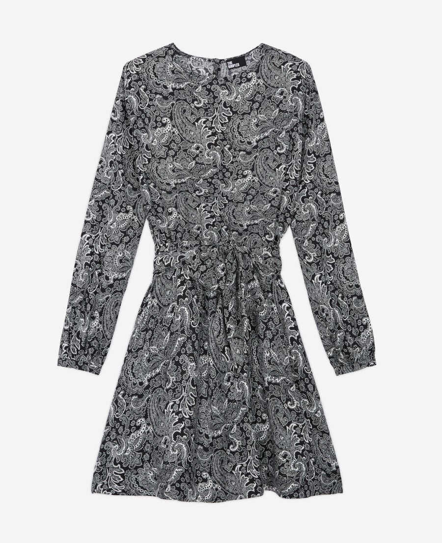 The Kooples FEMME BLACK WHITE robe courte à ceinture intégrée imprimée