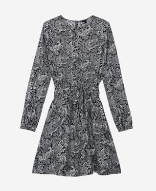 The Kooples FEMME BLACK WHITE robe courte à ceinture intégrée imprimée