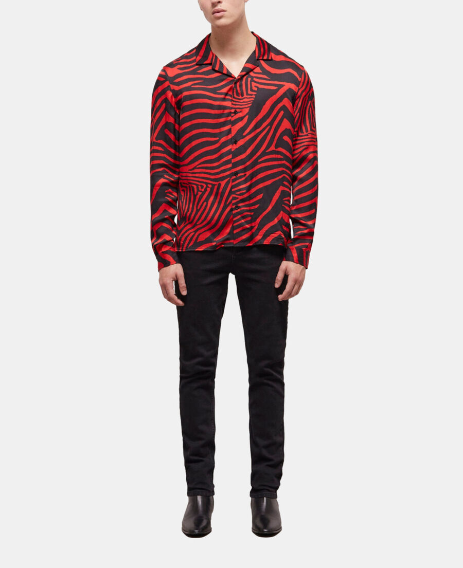 camisa cuello hawaiano estampada roja