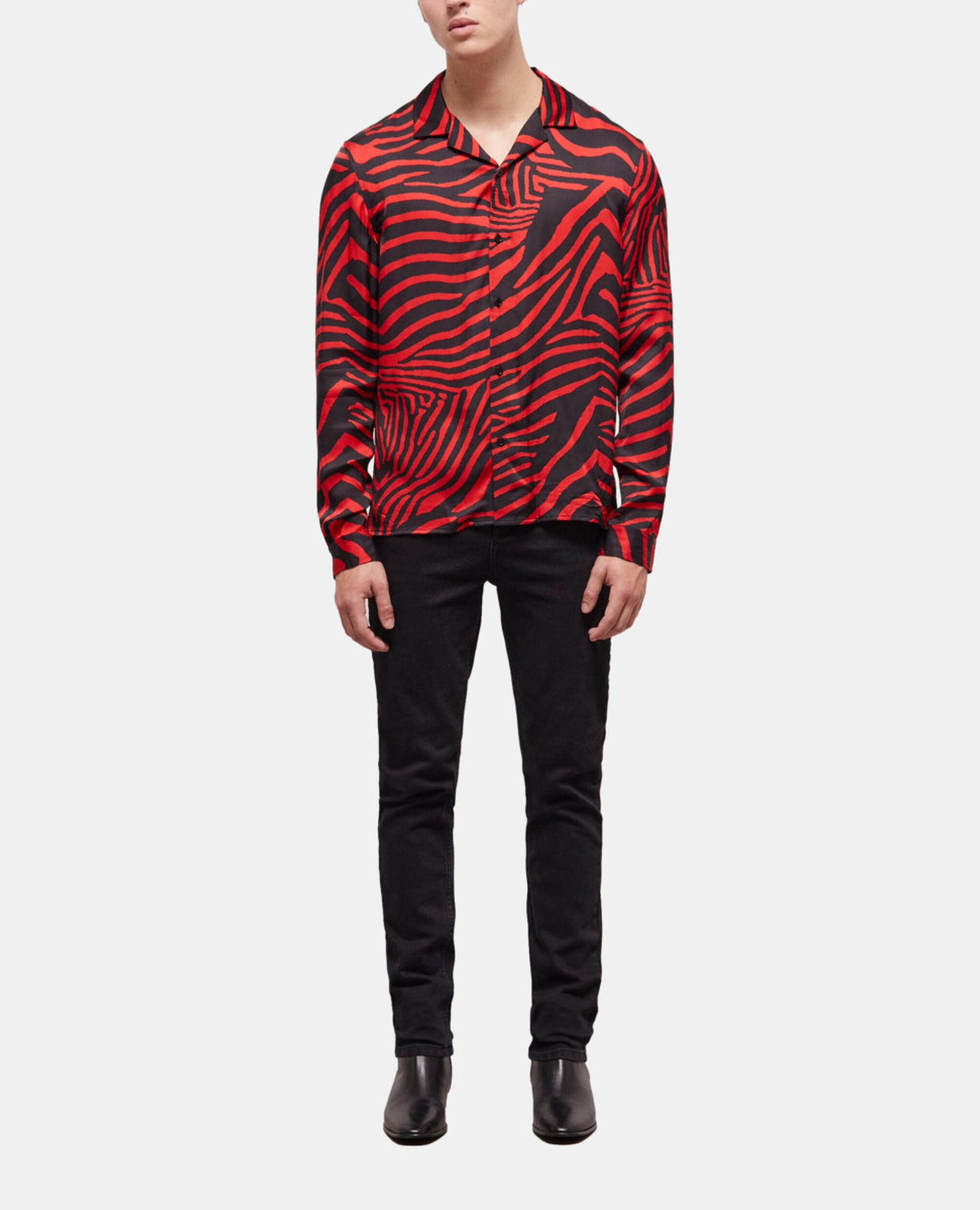 Camisa cuello hawaiano estampada roja, BLACK - RED, hi-res image number null