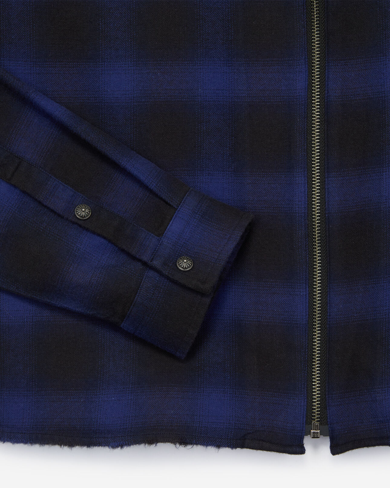 The Kooples MEN BLUE BLACK zipped shirt with black and blue check motif