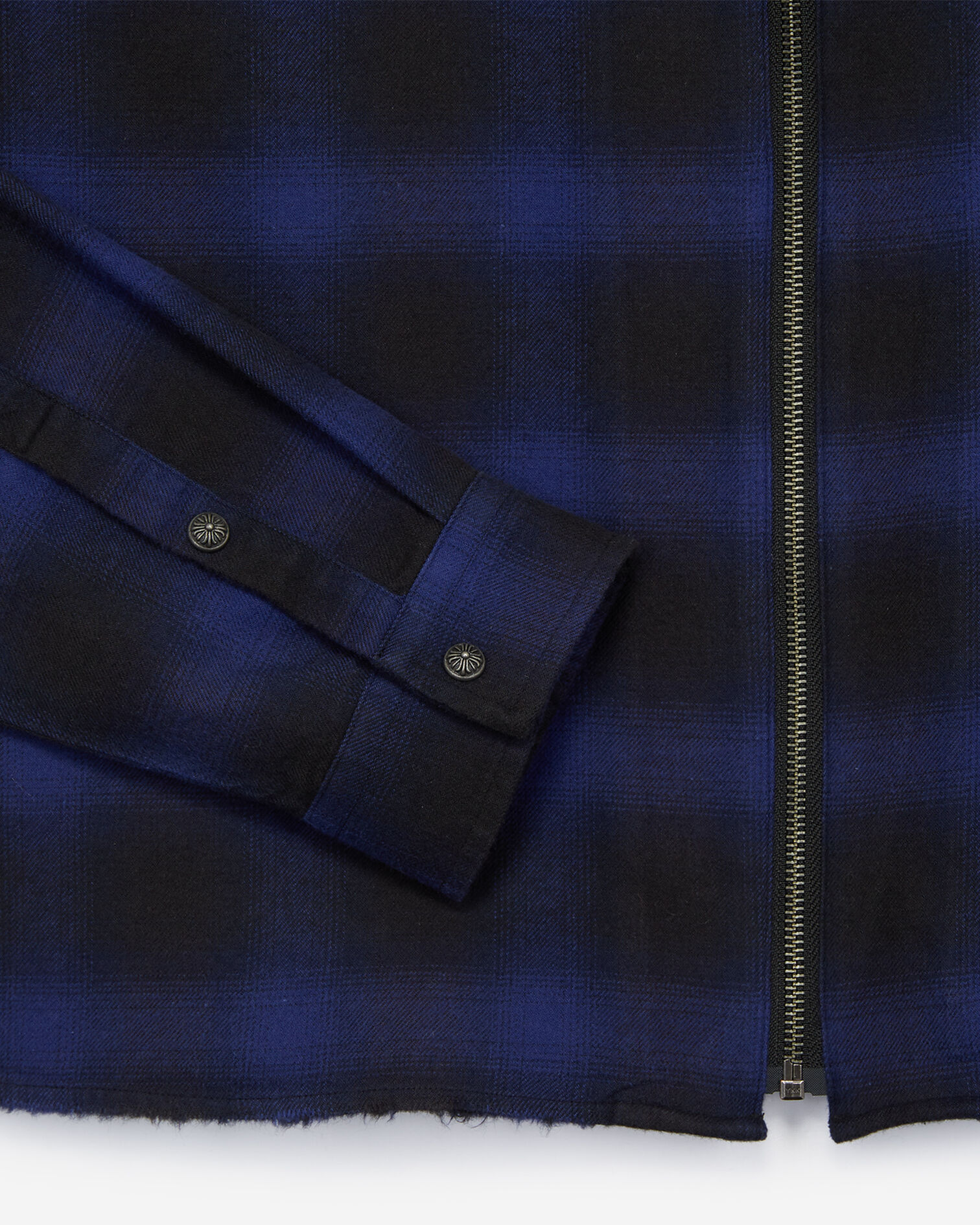 Zipped shirt with black and blue check motif, BLUE BLACK, hi-res image number null