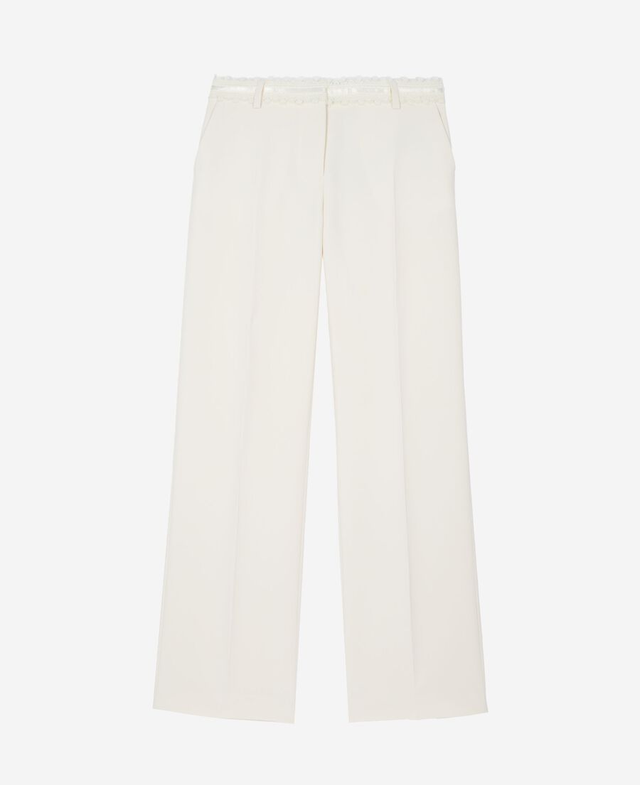 The Kooples MUJER OFF WHITE pantal&oacute;n de pata ancha blanco roto