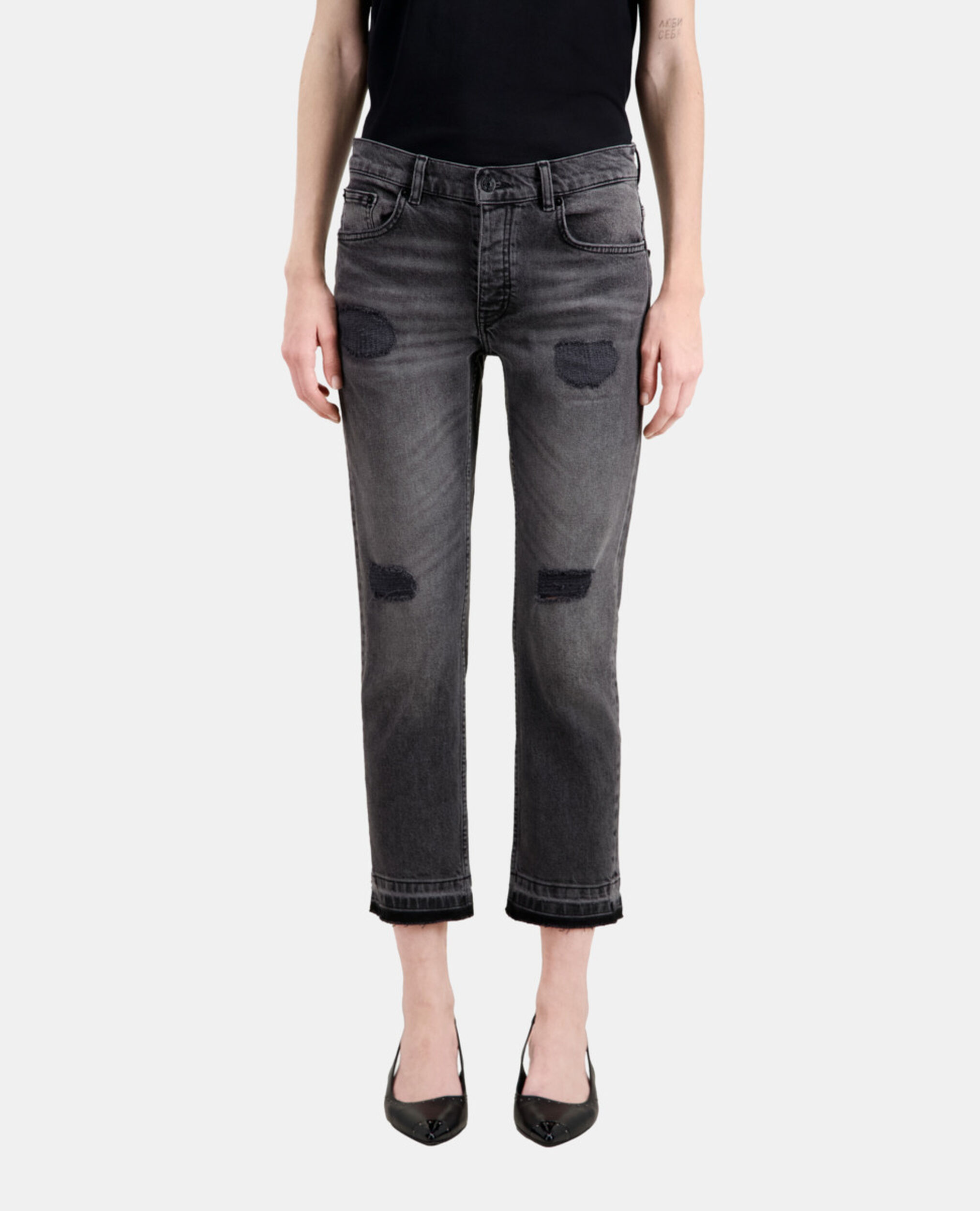Jean gris droit, LIGHT GREY MEL/WHITE, hi-res image number null