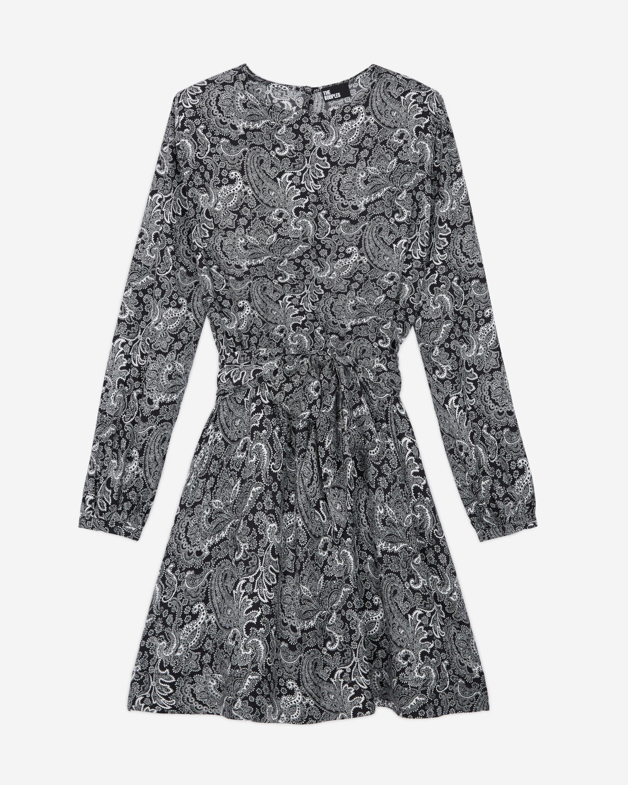 The Kooples FEMME BLACK WHITE robe courte à ceinture intégrée imprimée