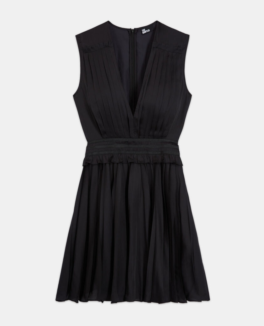 The Kooples WOMEN BLACK pleated short black dress