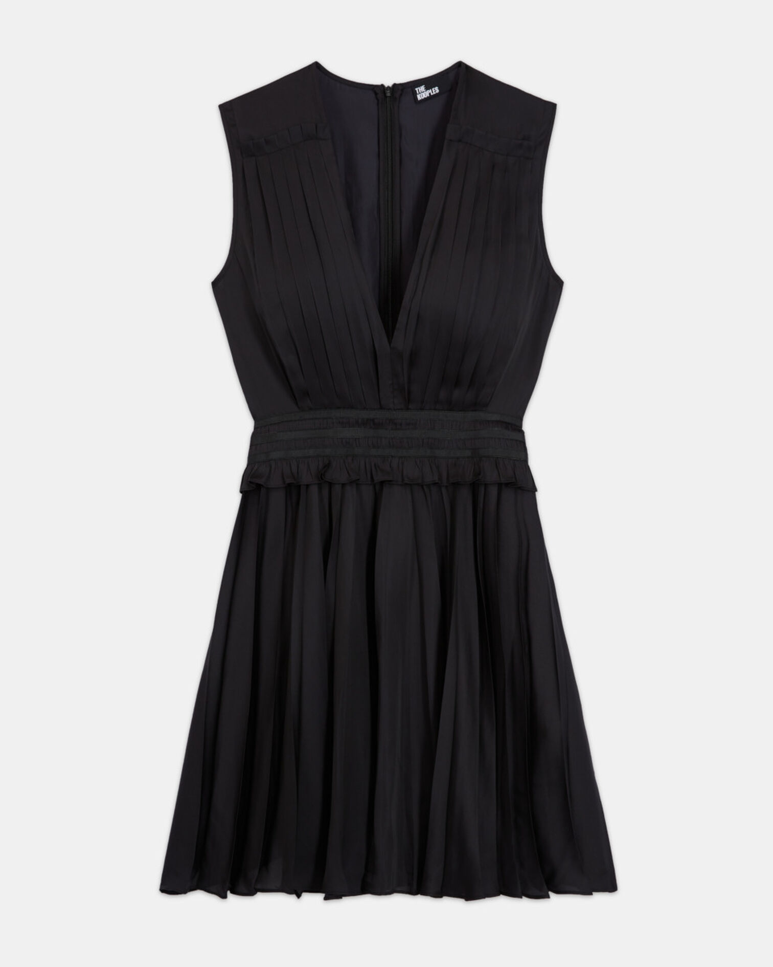 Pleated short black dress, BLACK, hi-res image number null
