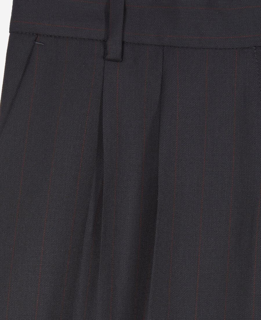 The Kooples F NAVY-RED wide-leg wool suit pants in navy stripes