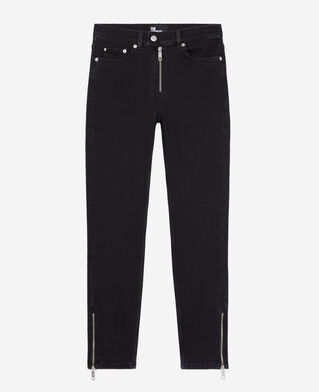 The Kooples DAMEN BLACK WASHED schwarze jeans in slim-fit mit rei&szlig;verschluss