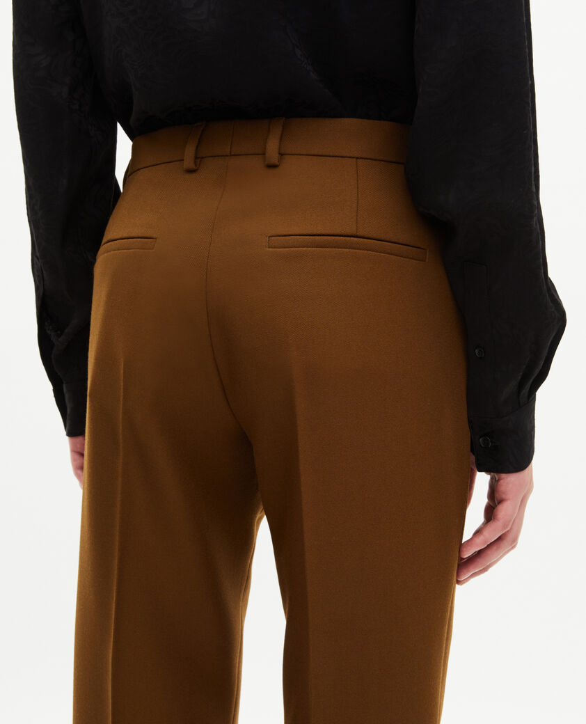 The Kooples MEN TABACCO straight-leg suit pants in brown wool