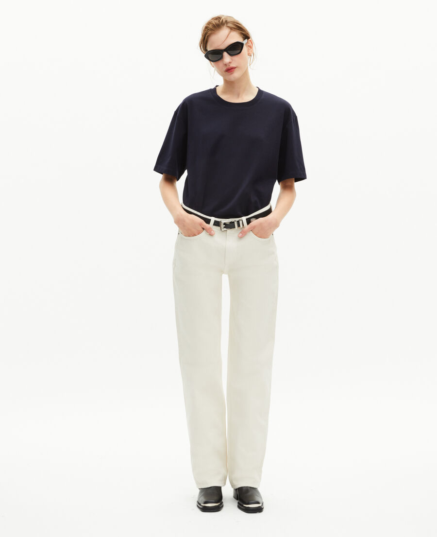 The Kooples H NAVY navy blue plain straight unisex t-shirt