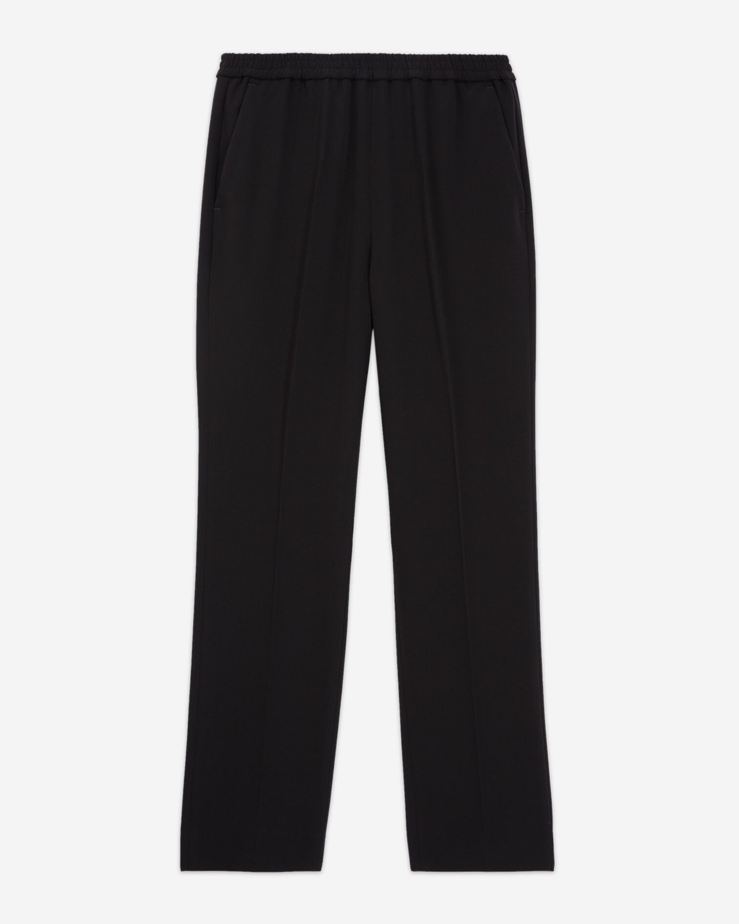 Flowing black pants with elastic waist, BLACK, hi-res image number null