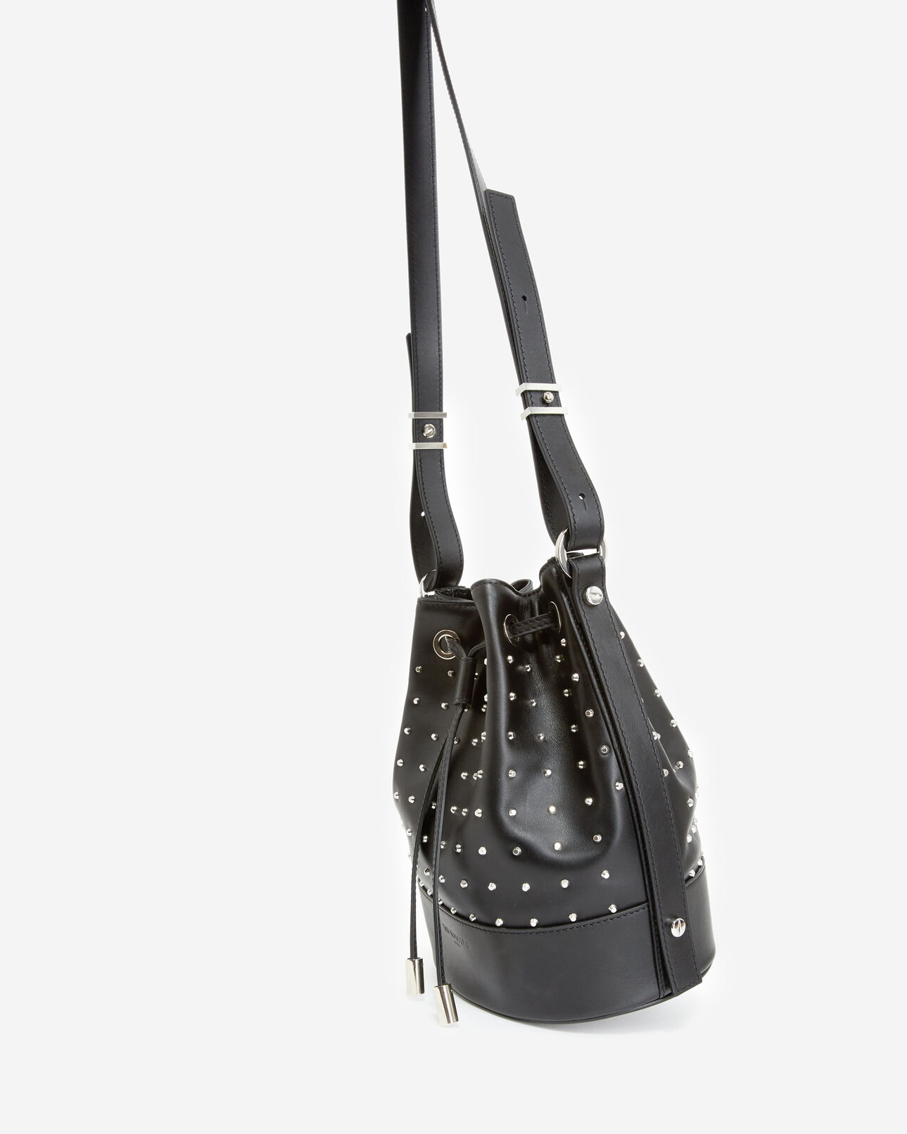 The Kooples WOMEN BLACK / SILVER studded medium tina bag in black leather