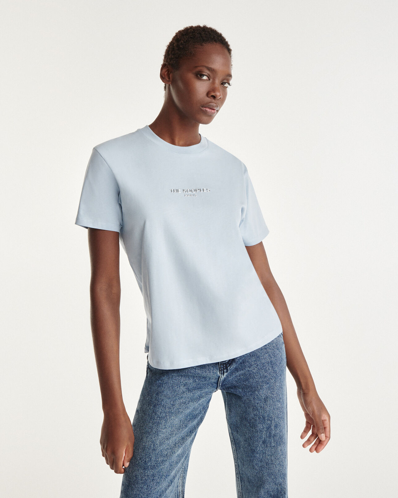 The Kooples FEMME BABY BLUE t-shirt bleu à logo