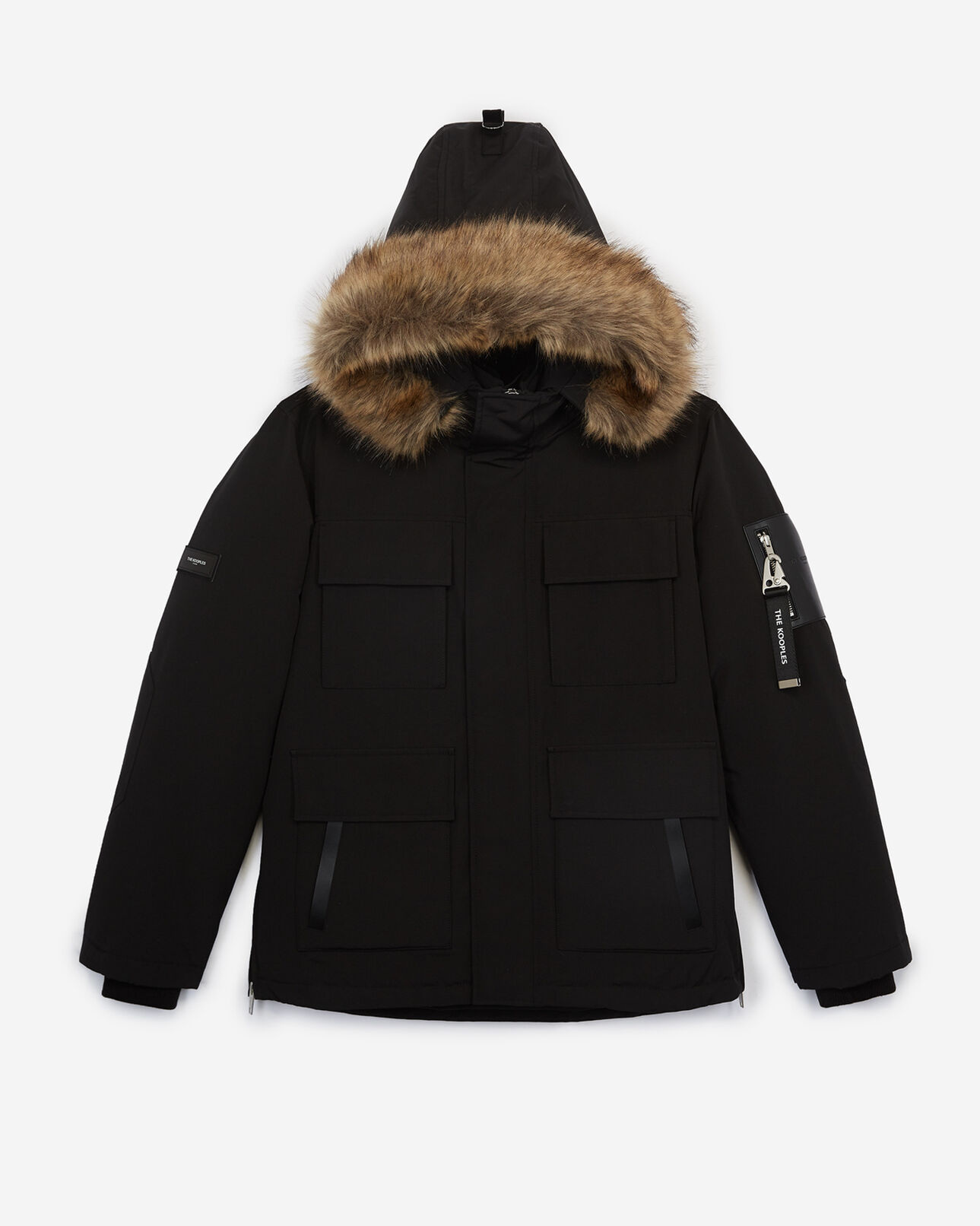 The Kooples HOMME BLACK parka longue noire à capuche  fourrure