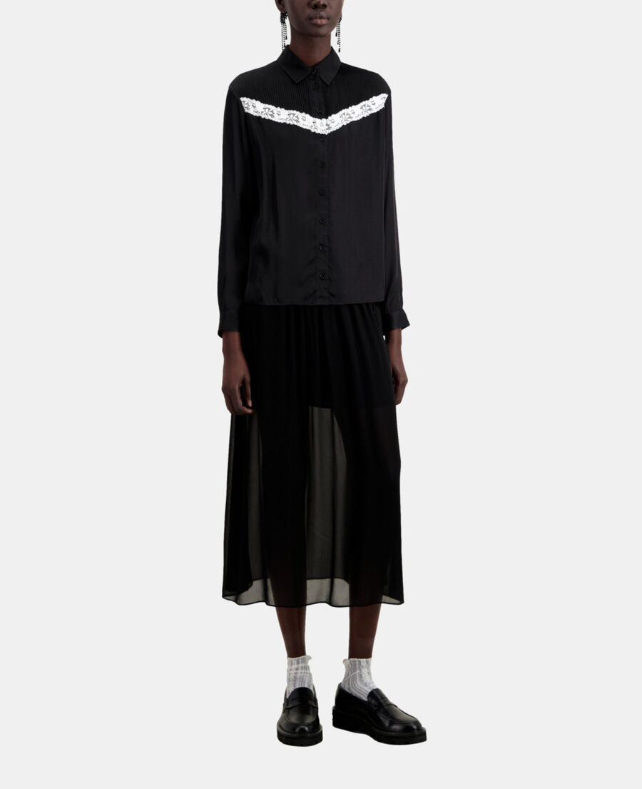 black shirt with lace detail