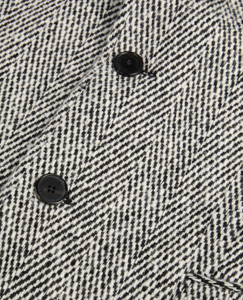 The Kooples HOMME BLACK WHITE manteau long chevron noir et blanc