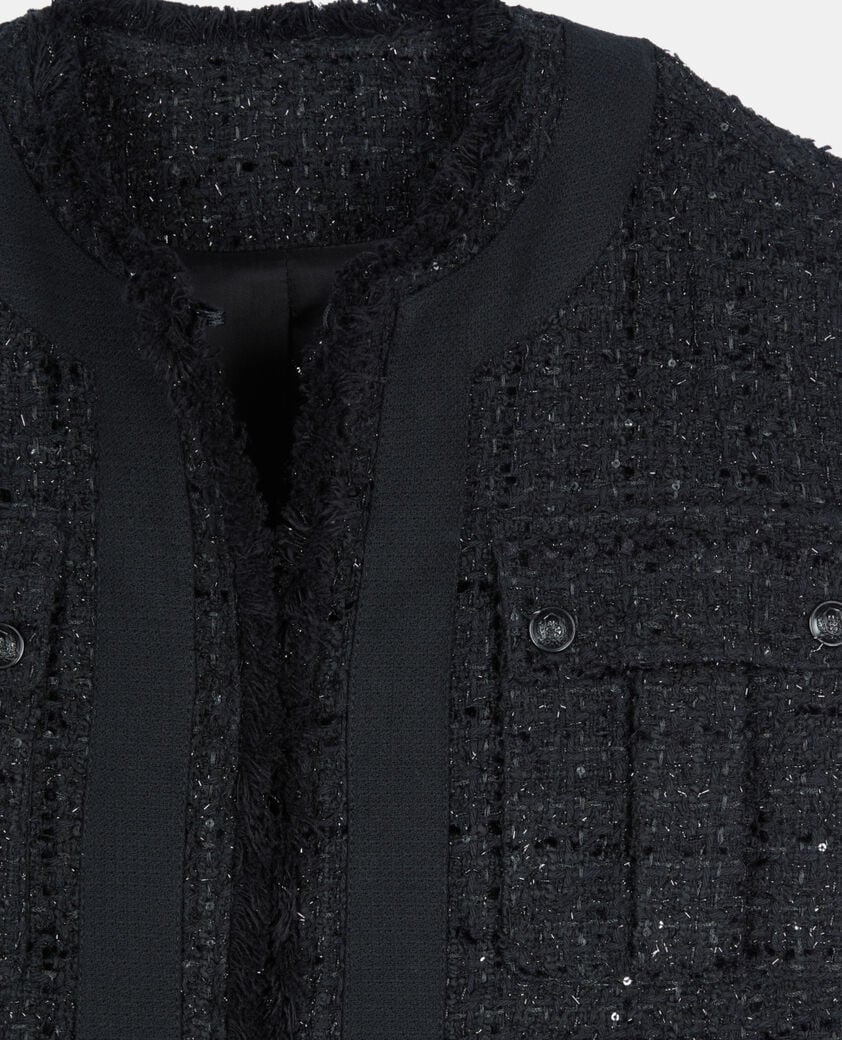 The Kooples FEMME BLACK veste sans manches en tweed noire