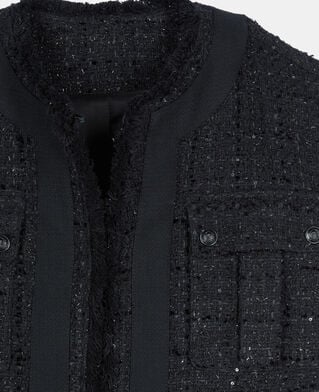 The Kooples FEMME BLACK veste sans manches en tweed noire