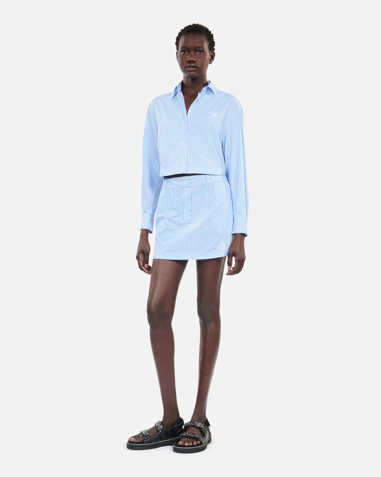 The Kooples WOMEN BLUE WHITE short striped shirt