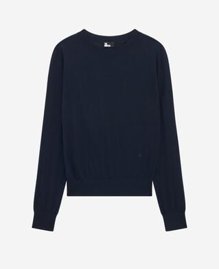 The Kooples WOMEN NAVY round-neck sweater in navy merino wool