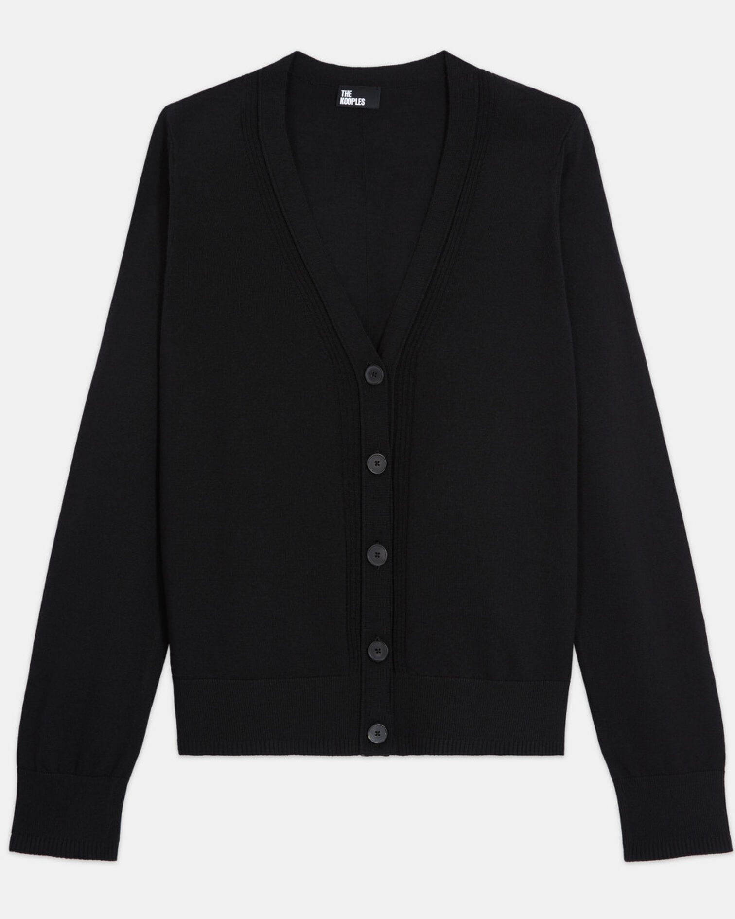 Fine black merino cardigan, BLACK, hi-res image number null