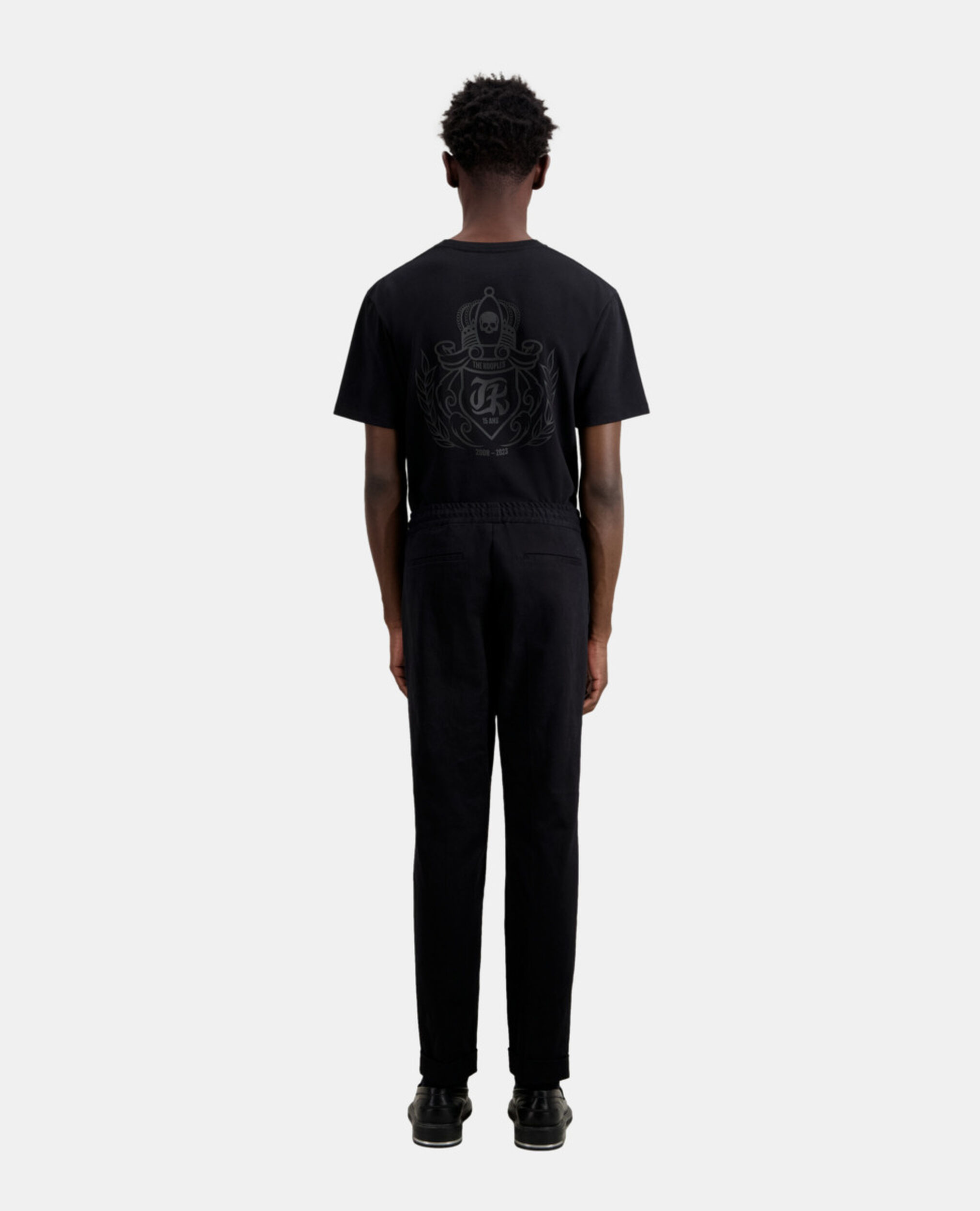 Pantalon noir en coton, BLACK, hi-res image number null