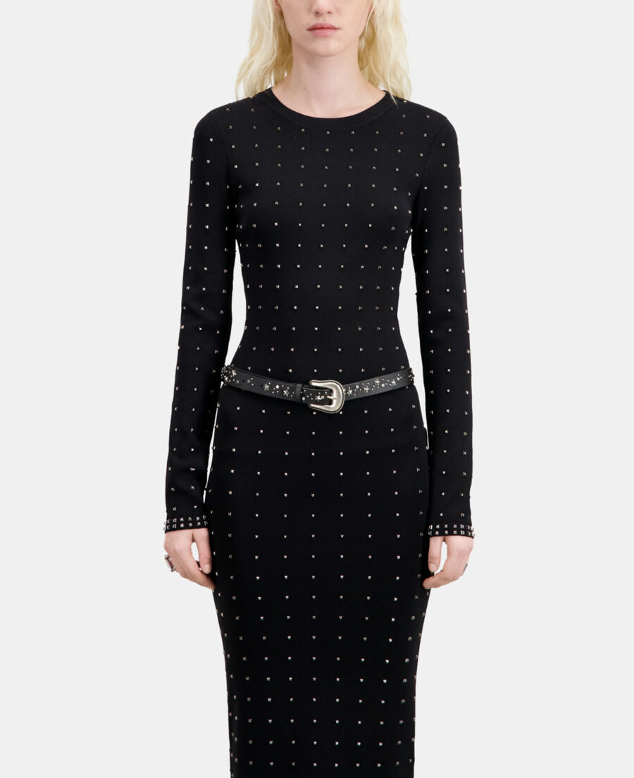 The Kooples FEMME BLACK ceinture en cuir noir avec &eacute;toiles