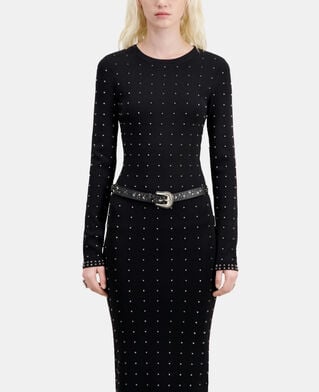 The Kooples FEMME BLACK ceinture en cuir noir avec &eacute;toiles